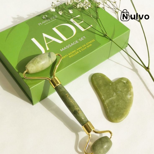 Kit Massageador Facial Pedra Jade™ Antirrugas ‌Rejuvenescedor